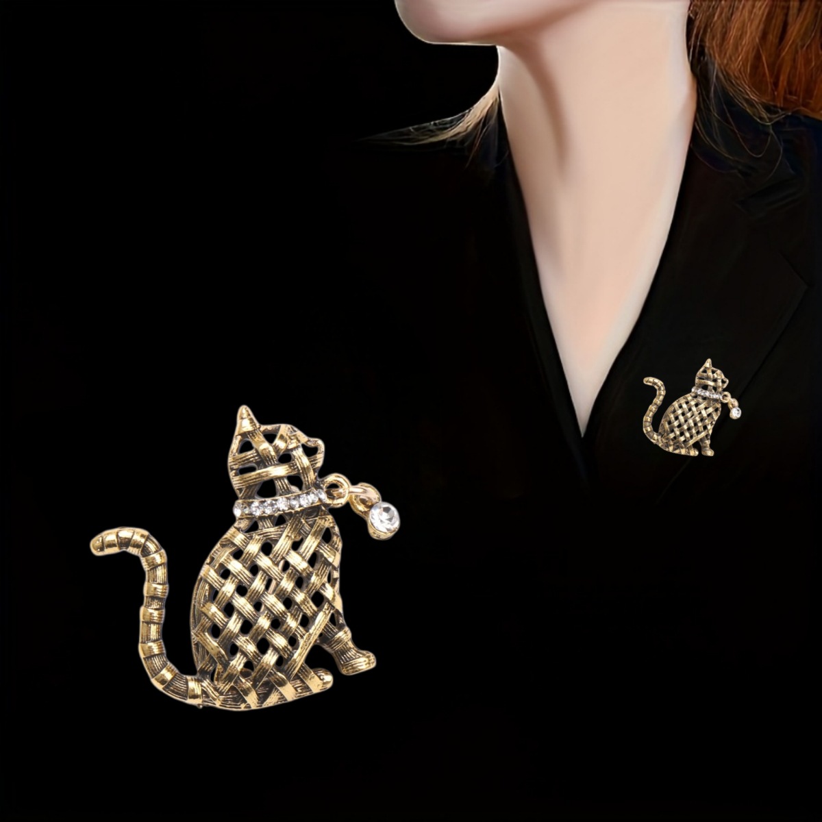 Ornate Woven Cat Brooch Collec - Collectible Vintage Brooches review and price