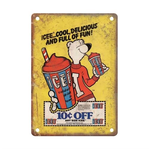 Y1,Vintage ICEE Tin Sign Man C - Vintage Collectible Bears review and price