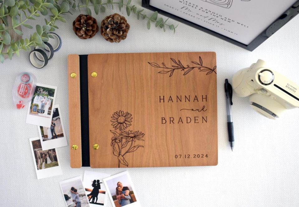 Wooden Wedding Guest Book Phot - Polaroid Photo Album review and price