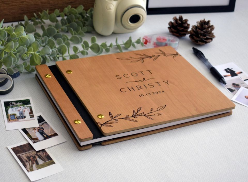 Wooden Wedding Guest Book Phot - Polaroid Photo Album review and price
