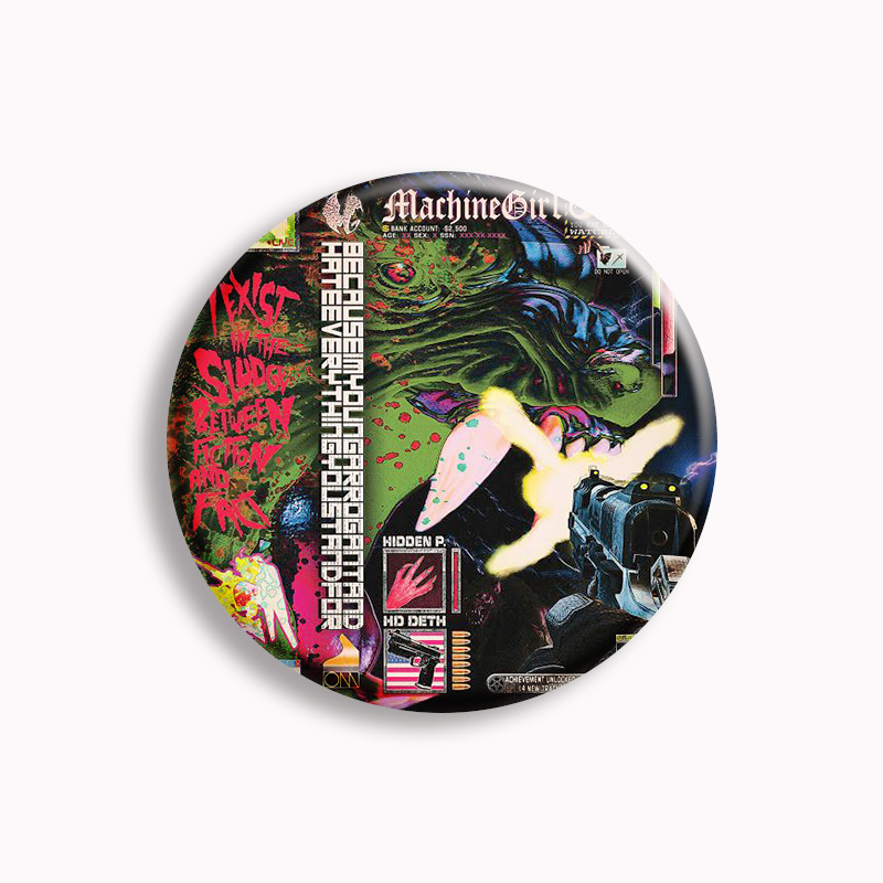 Machine Girl Wlfgrl Button Pin - Collectible Vintage Brooches review and price