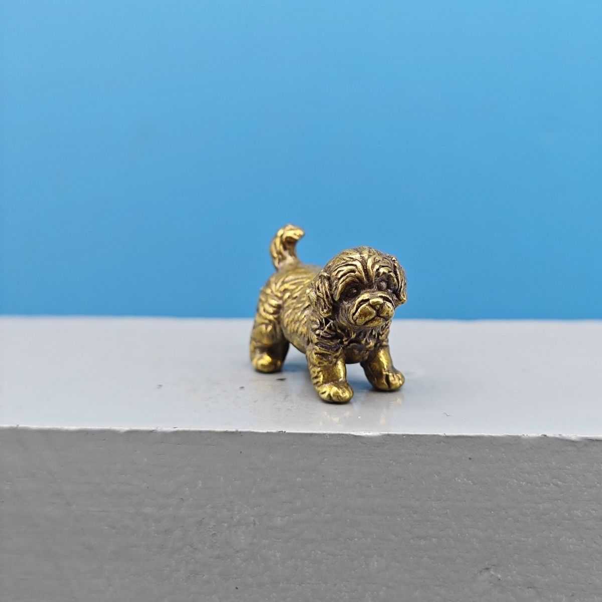 Mini Brass Dog Statue French B - Vintage Collectible Bears review and price